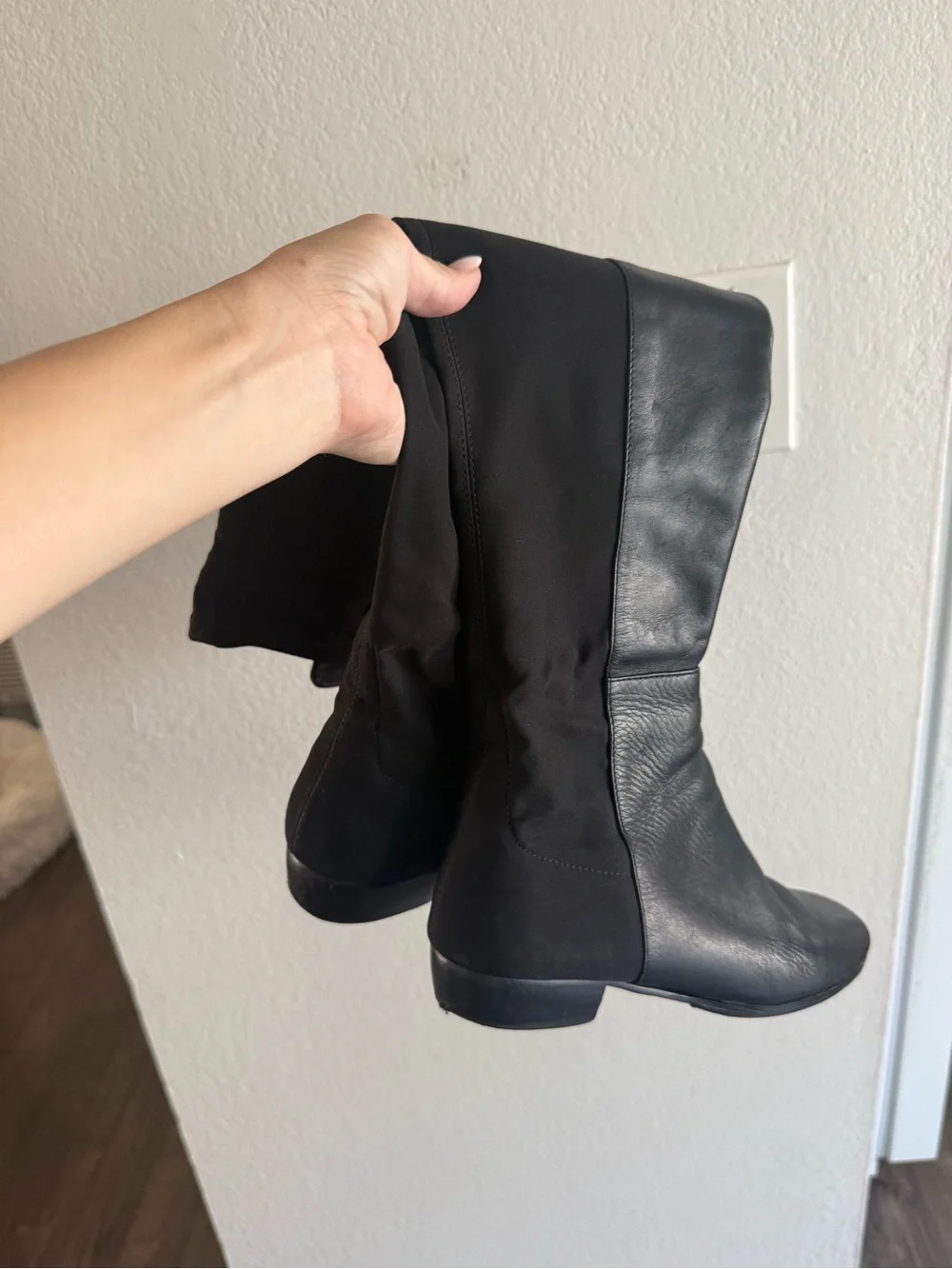Vince Camuto Black Over-the-Knee Stretch Leather Boots